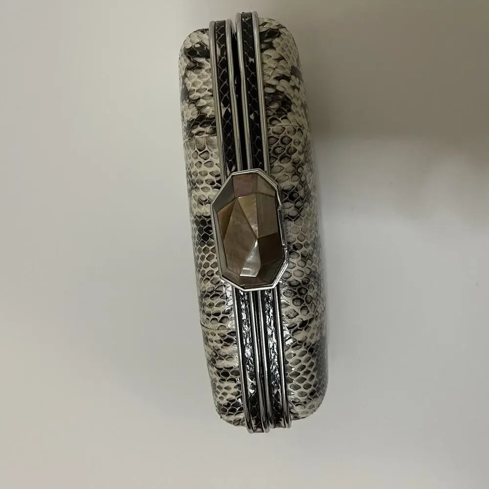 RAFE Snake Skin Clutch evening shoulder purse Demi Python white black combo